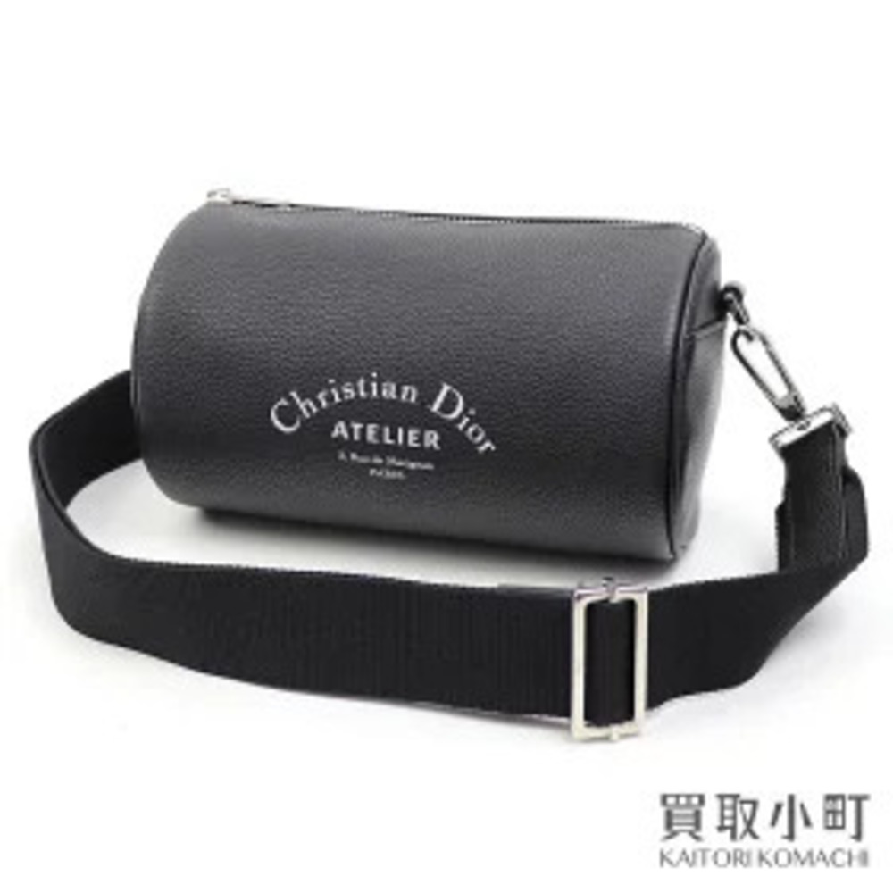 Dior Homme Roller Body Bag Black Leather Atelier Drum Shoulder Crossbody